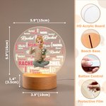 Veilleuse LED en acrylique personnalisée avec nuage de mots illustré, prénom et socle en bois – Décoration de chambre d'enfant – Cadeau d'anniversaire pour enfant