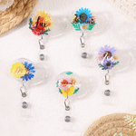 Personalised Flower Acrylic Retractable ID Badge Reel with Name Hospital Daily Use Nurse Graduation Birthday Gift for Nurses Doctors
