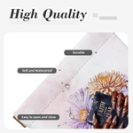 Personalised Black Girl Nail Art Birth Flower PU Leather Rosary Pouch Storage Bag with Name Communion Baptism Religious Gift for Christians