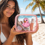 Personalised Multicolour Professional Yellow Duck Clear Waterproof Transparent Makeup Bag with Name Beach Party Travel Birthday Gift for Friends Women