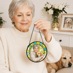 Personalised Stained Glass Photo Window Hanging Suncatcher Home Decor Anniversary Birthday Gift for Grandad Gran