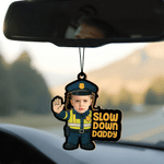 Personalized Cute Face Photo Slow Down Daddy Car Rearview Mirror Ornament Car Decor Daily Use Birthday Gift for Daddy