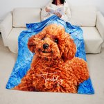 Couverture douce personnalisée avec photo et nom - Effet peinture à l'huile - Cadeau d'anniversaire pour amoureux des animaux