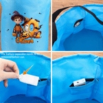 Personalised Halloween Theme Photo Comic Style Cartoon Character LED Light Bucket Bag with Name Halloween Trick or Treat Activity Gift for Kids