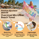 Personalized Colorful Oil Painting Style Quick Dry Oversized Beach Towel with Name Summer Travel Essential Birthday Gift for Kids Women