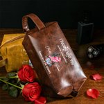 Trousse de toilette personnalisée en cuir PU avec nom Accessoires de voyage Cadeau d'anniversaire pour couple à la Saint-Valentin