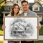 Personalized Pencil Sketch Style House Photo Canvas Prints with Title and Text Home Decor Ship from USA Housewarming Gift for New Home Movers