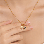 Personalized Photo Projection Necklace with Initial Picture Inside Jewelry Anniversary Birthday Gift for Her