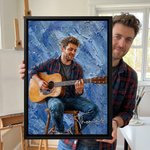Personalised Oil Painting Style Guitarist Photo Canvas Prints with Name Home Decor Ship from USA Birthday Gift for Guitar Lover