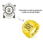 Anillo de sello personalizado con logo escolar escudo de armas y texto cuadrado grabado regalo de cumpleaños para hombres o graduados