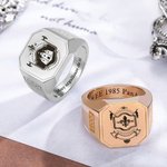 Anillo de sello personalizado con logo escolar escudo de armas y texto cuadrado grabado regalo de cumpleaños para hombres o graduados