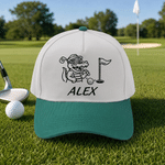 Personalised Fun Crocodile Playing Golf 100% Cotton Hat Baseball Cap with Name Golf Field Use Birthday Gift for Golfers Golf Lovers