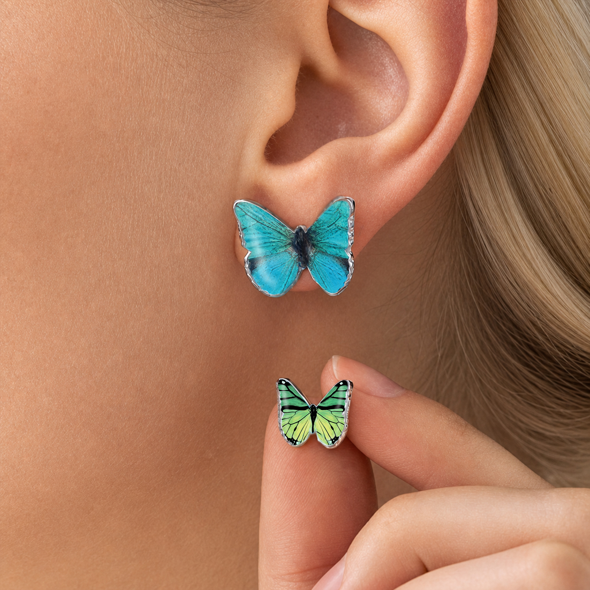 Personalized Dainty Birth Butterfly Stud Earrings Fairy Minimalist Jewelry Birthday Wedding Gift for Bridesmaid Bestie Girlfriend Her