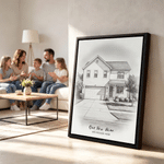 Personalized Pencil Sketch Style House Photo Canvas Prints with Title and Text Home Decor Ship from USA Housewarming Gift for New Home Movers