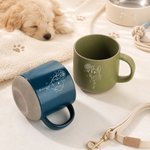 Personalised Line Art Style Birth Flower Pet Portrait Photo 12 oz Ceramic Mug with Handle and Name Birthday Christmas Gift for Pet Owners Lovers