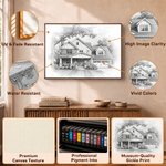 Personalized Pencil Sketch Style House Photo Canvas Prints with Title and Text Home Decor Ship from USA Housewarming Gift for New Home Movers