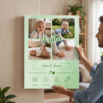 Personalized Multicolor Commemorated 4 Baby Photos Canvas Prints with Name and Baby Information Home Decor Ship from USA Birthday Gift for New Parents