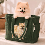 Personalized Oil Painting Style Pet Photo Large Capacity Corduroy Tote Bag with Name Daily Use Travel Birthday Gift for Pet Owners Lovers
