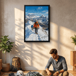 Stampa su tela personalizzata in stile pittura a olio con tema dell'arrampicata, con foto e nome - Decorazione da parete. Spedizione dagli Stati Uniti. Regalo per l'inaugurazione della casa per gli am