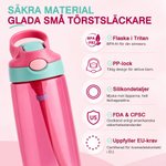 Personlig vattenflaska med namn skogsdjur och sugrör 475 ml för barn perfekt gåva till pojkar och flickor