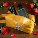 Trousse de toilette personnalisée en cuir PU avec nom Accessoires de voyage Cadeau d'anniversaire pour couple à la Saint-Valentin
