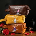 Trousse de toilette personnalisée en cuir PU avec nom Accessoires de voyage Cadeau d'anniversaire pour couple à la Saint-Valentin