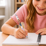 Personalised Cute 3D-Effect Artwork Cartoon Photo Spiral Notebook with Name and Ballpoint Pen Daily Use Back to School Birthday Gift for Kids Students