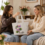 Personalised Corduroy Birth Flower Large Capacity Corduroy Tote Bag with Name Daily Use Birthday Gift for Women Friends