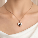 Personalized Pet Photo Pearl Effect Heart Shaped & Round Pendant Necklace with Engraved Text Anniversary Memorial Birthday Gift for Pet Owners Parents