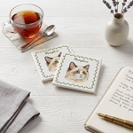 Personalised Hand-Drawn Style Border Pet Photo Square Round Ceramic Coaster with Name Home Decor Birthday Gift for Pet Owner