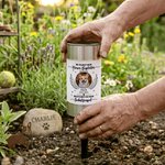 Personalisiertes Solar Grablicht mit Trauerspruch & Foto von Hund & Katze | mit Namen & Datum | Erinnerung Geschenk für trauernde Herrchen & Frauchen