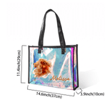 Personalized Gilded Silk Effect Zodiac Constellation Clear Hologram Waterproof Tote Bag with Name Summer Vacation Birthday Gift for Friends Girls