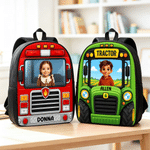 Personalized 3D-Effect Artwork Photo Vehicle Design Large Capacity Backpack with Name Back to School Birthday Gift for Boys Girls