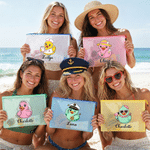 Personalised Multicolour Professional Cartoon Duck Clear Waterproof  Beach Bag with Name Beach Party Travel Birthday for Friends Women