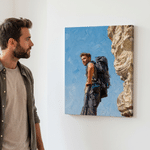 Stampa su tela personalizzata in stile pittura a olio con tema dell'arrampicata, con foto e nome - Decorazione da parete. Spedizione dagli Stati Uniti. Regalo per l'inaugurazione della casa per gli am