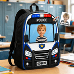 Personalized 3D-Effect Artwork Photo Vehicle Design Large Capacity Backpack with Name Back to School Birthday Gift for Boys Girls