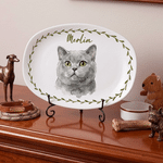 Personalized Watercolor Pet Photo Decorative Plate with Name Home Decor Housewarming Birthday Gift for Family New Home Mover