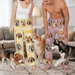 Personalized Multicolor Cartoon Dogs Soft Pajama Pants with Name and Title Daily Wear Birthday Gift for Dog Owner