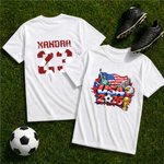 Henkilökohtainen värikäs Splash Ink MM-kisojen kansallinen kuvio 100% puuvilla T-paita, jossa nimi ja numero Pelipäivän MM-lahja jalkapallofaneille
