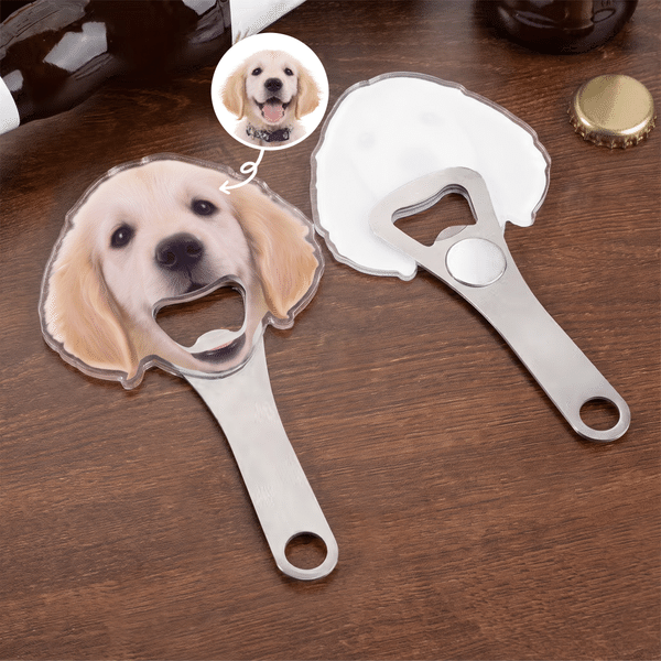 Personalized Funny Pet Face Photo Bottle Opener with Magnet Fridge Decor Bar Party Wine Accessory Birthday Gift for Friend Drinking Enthusiast