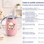 Tasse à bec isolée 295 ml personnalisée avec nom et motif d'animal design avec poignée - Cadeau d'anniversaire pour les bébés ou petits enfants