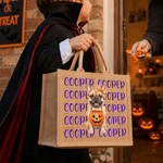Personalized Cute Pet Photo Pumpkin Large Capacity Tote Bag with Name Halloween Party Trick or Treat Gift for Kids Pet Owners