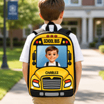 Personalized 3D-Effect Artwork Photo Vehicle Design Large Capacity Backpack with Name Back to School Birthday Gift for Boys Girls
