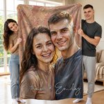 Personalised Oil Painting Style Photo Soft Throw Blanket with Name Home Decor Birthday Housewarming Anniversary Gift for Family Friends
