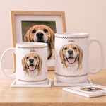 Personalized Hand-Drawn Style Border Pet Photo Ceramic Mug with Name Daily Use Birthday Gift for Pet Owner