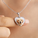 Personalized Pet Photo Pearl Effect Heart Shaped & Round Pendant Necklace with Engraved Text Anniversary Memorial Birthday Gift for Pet Owners Parents