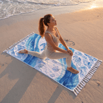 Personalized Sea Turtle Oversized Quick Dry Tassel Beach Towel with Name Summer Vacation Beach Party Birthday Gift for Family Friends