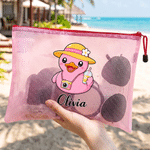 Personalised Multicolour Professional Cartoon Duck Clear Waterproof  Beach Bag with Name Beach Party Travel Birthday for Friends Women