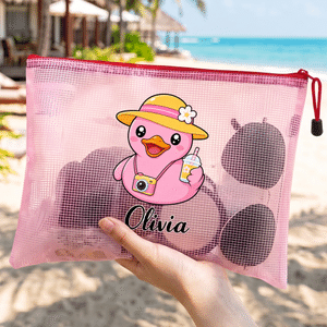 Personalised Multicolour Professional Cartoon Duck Clear Waterproof  Beach Bag with Name Beach Party Travel Birthday for Friends Women