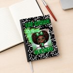 Personalised Cute Black Girl A5 Journal Notebook with Name and Title Daily Use Birthday Back to School Gift for Black Girls Students Kids